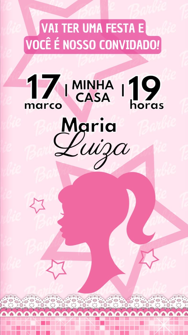 Kids invitation — Birthday — Barbie — Bar