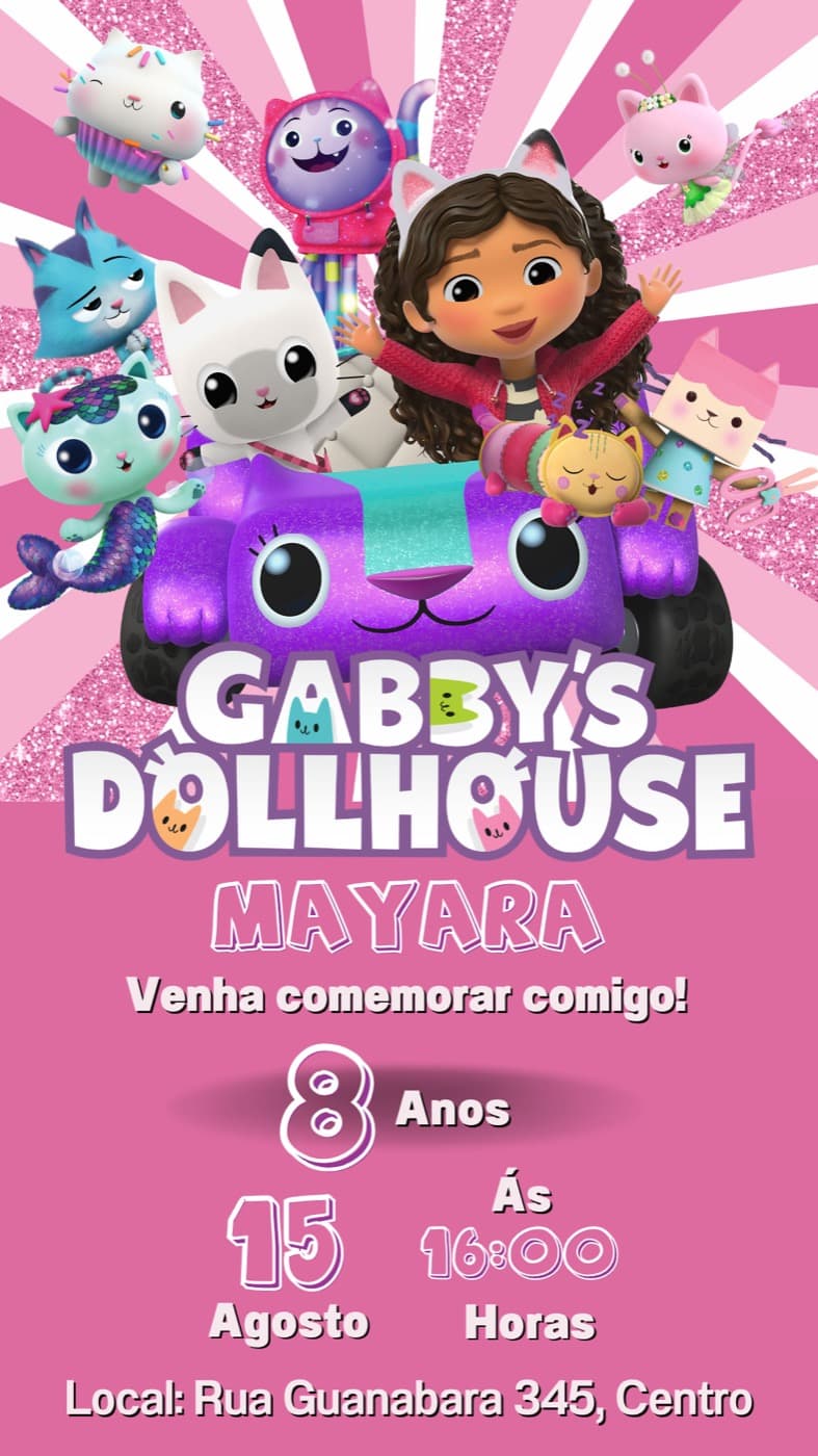 Kids invitation — Birthday — Gabby's Dollhouse